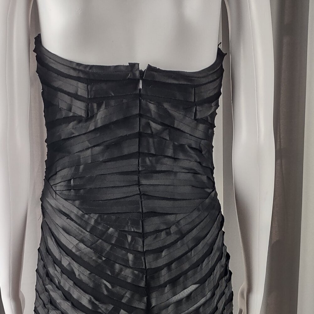 JS Collection Black Strapless Ruched Bodycon Midi Dress – Size Small (EST) - Picture 5 of 12